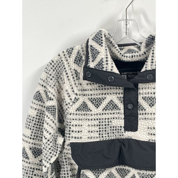 Carhartt Gray Pullover Printed Fleece Sz Womens Small Relaxed Fit - Picture 2 of 6
